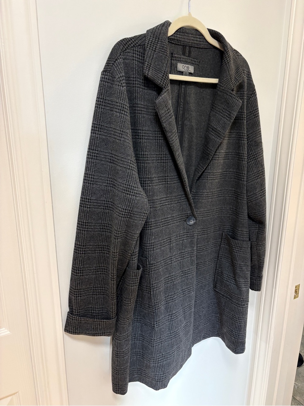 Grey Long Jacket Sweater Plus Size 2X Pockets Office Business Preppy Neutral - Picture 6 of 12